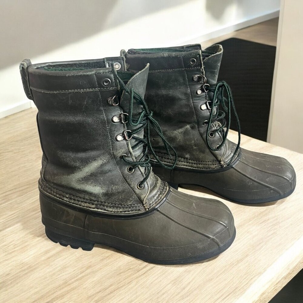 Lacrosse Iceman Boots VINTAGE 7 Black Brown Wool Pullout Lining Outdoor Winter